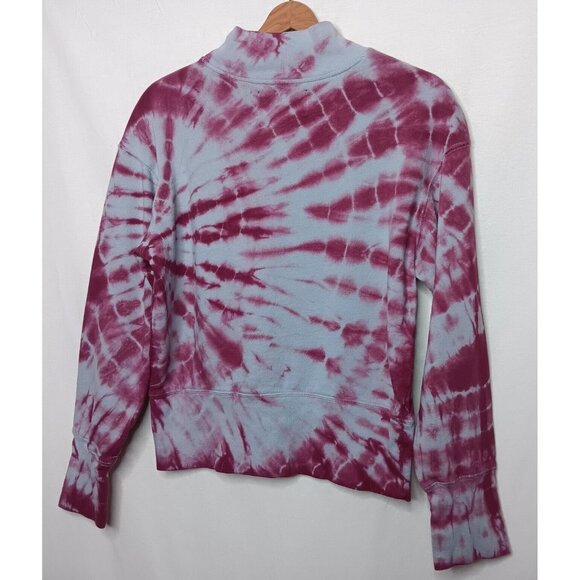 Calvin Klein Jeans Womens Medium Tie Dye Sweatshirt Crop Purple Mock Neck - Picture 2 of 10